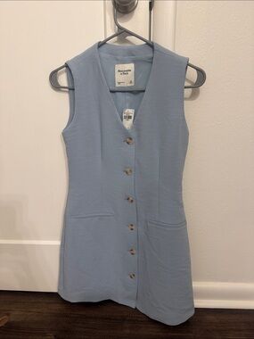 Abercrombie & Fitch Pale Blue Sleeveless Button Dress